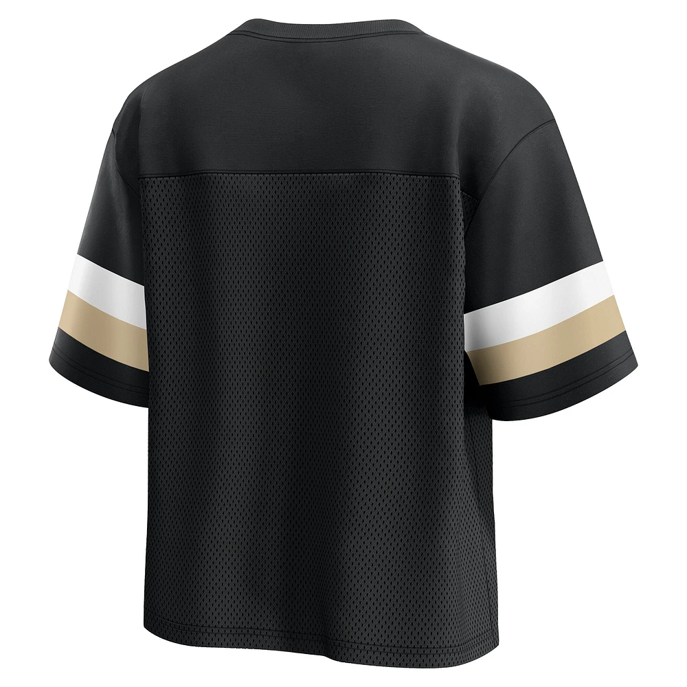 T-shirt court à col en V noir New Orleans Saints pour femme Fanatics