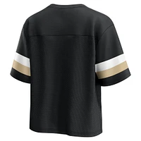 Women's Fanatics  Black New Orleans Saints Established Jersey Cropped V-Neck T-Shirt