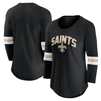 T-shirt à manches 3/4 avec logo de la première équipe des New Orleans Saints Fanatics pour femme noir