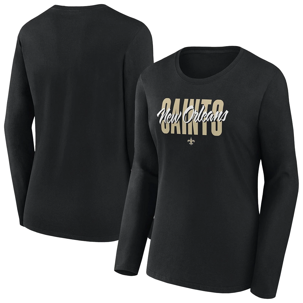 Women's Fanatics Black New Orleans Saints Long Sleeve Scoop Neck T-Shirt