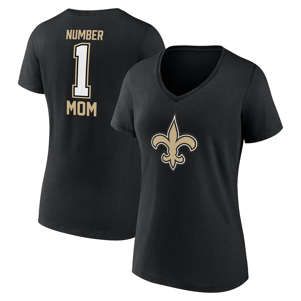 Women's Fanatics Black New Orleans Saints Mother's Day V-Neck T-Shirt