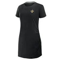Women's Fanatics Black New Orleans Saints Ruched Drape T-Shirt Dress