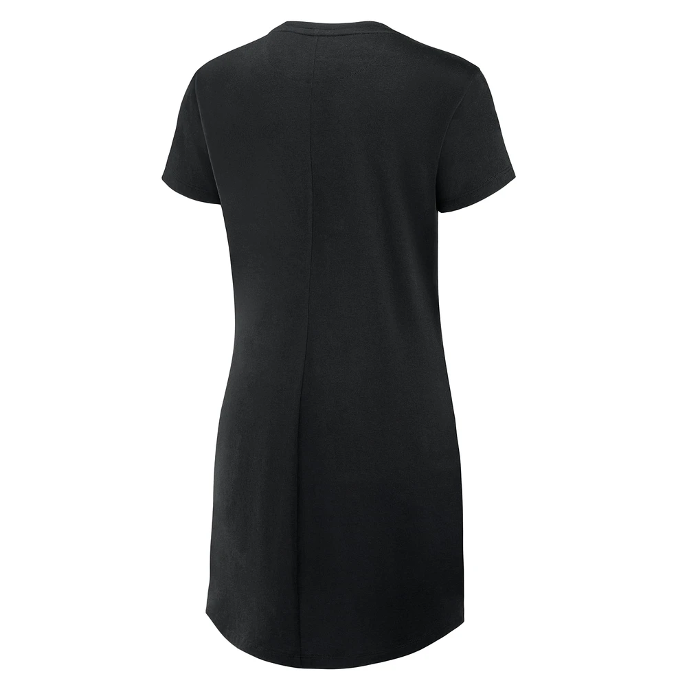 Women's Fanatics Black New Orleans Saints Ruched Drape T-Shirt Dress
