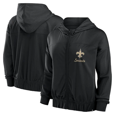 Women's Fanatics Black New Orleans Saints Script Lock Full-Zip Hoodie