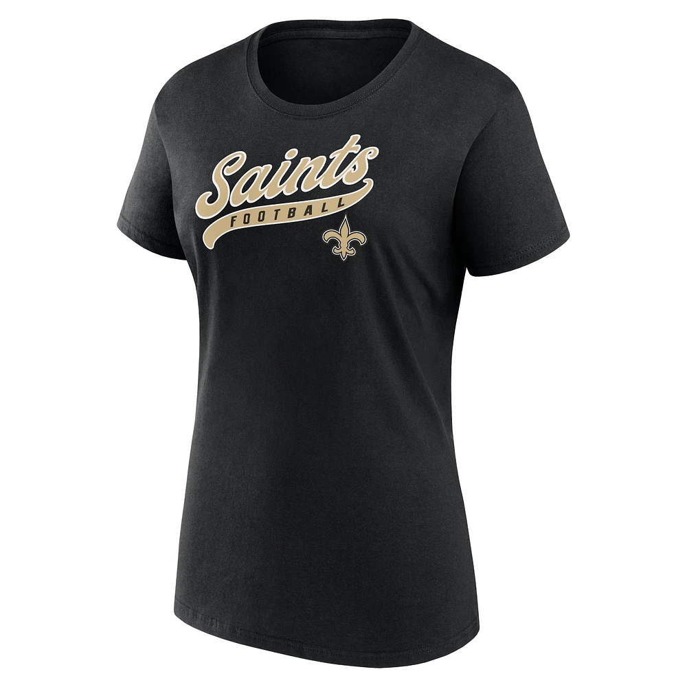 Women's Fanatics Black New Orleans Saints Start to Finish T-Shirt & Shorts Combo Pack