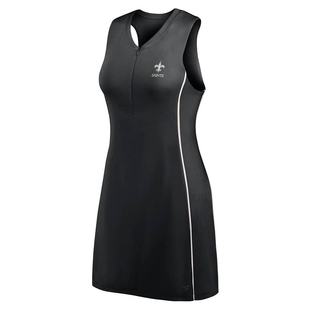 Women's Fanatics Black New Orleans Saints Studio Boost Athletic Half-Zip Dress