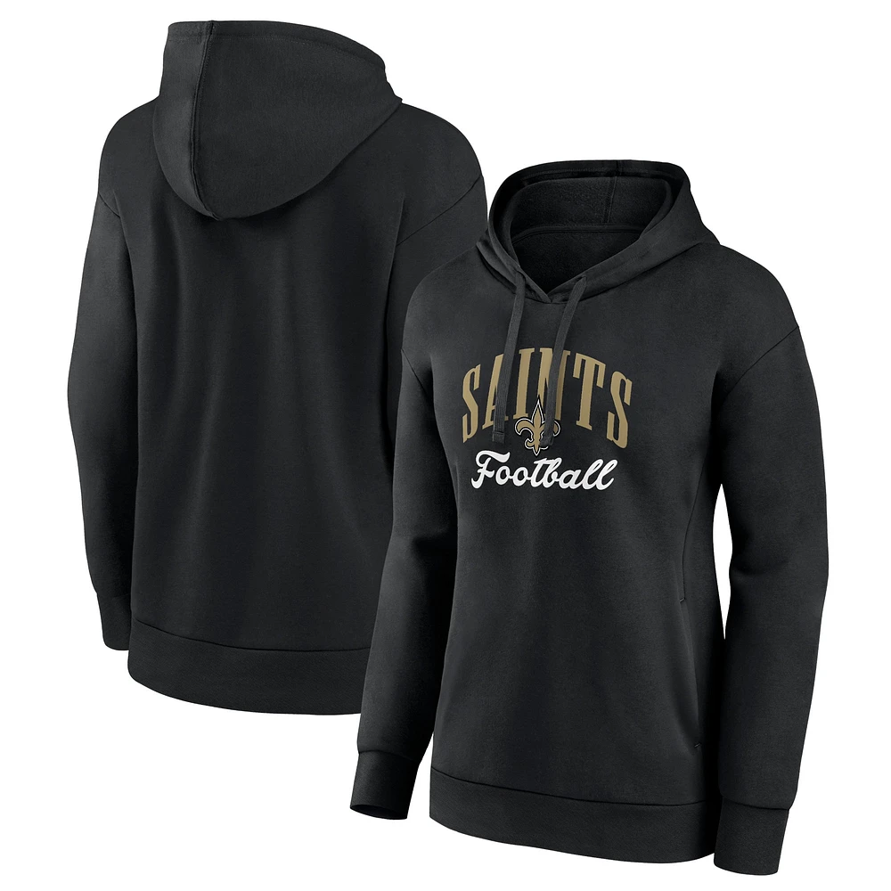 Sweat à capuche noir avec logo de l'équipe des New Orleans Saints pour femmes Fanatics Victory Script