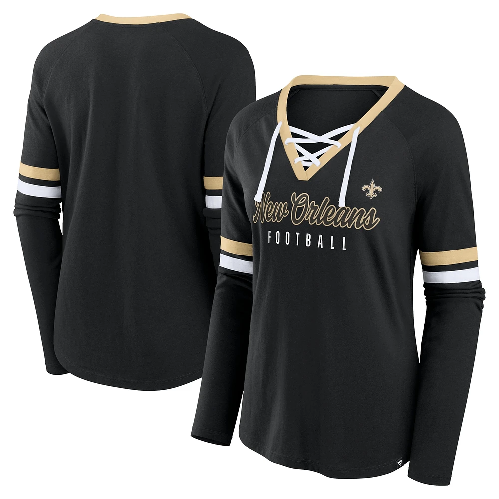 Haut tendance à manches longues lacets noir New Orleans Saints Won and Done Fanatics pour femmes