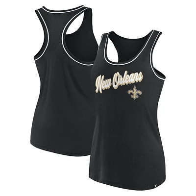 Women's Fanatics Black New Orleans Saints Wordmark Logo Racerback Scoop Neck Tank Top