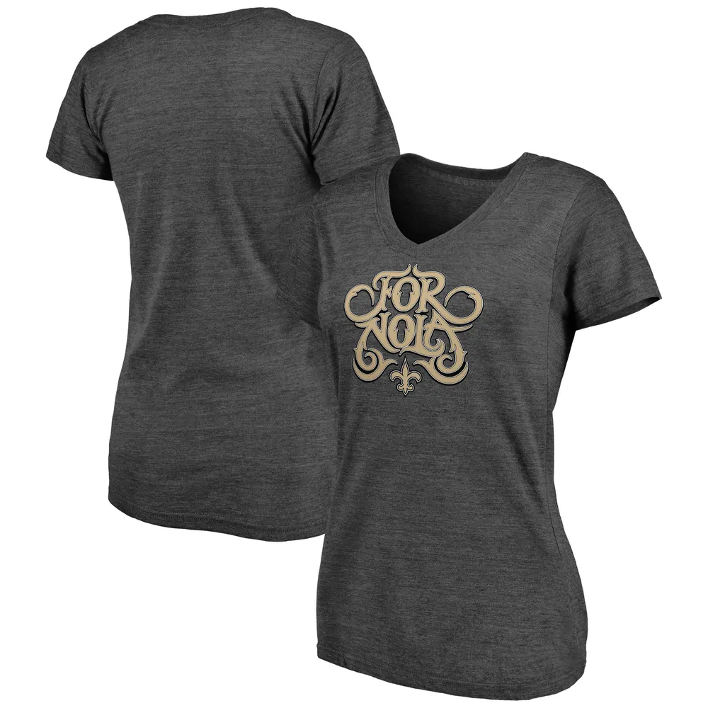 Lids New Orleans Saints Fanatics Branded Women's Hometown V-Neck Tri-Blend T -Shirt - Heathered Charcoal