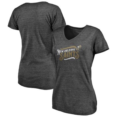 Women's Fanatics Branded Heathered Charcoal New Orleans Saints Sport Resort Ladder of Success V-Neck Tri-Blend T-Shirt
