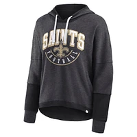 Sweat à capuche pour femmes Fanatics Charcoal New Orleans Saints Lightewight Modest Crop Lounge Casque Arch