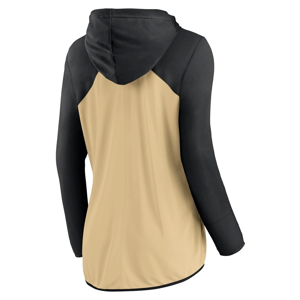 Women's Fanatics Gold/Black New Orleans Saints Script Full-Zip Hoodie