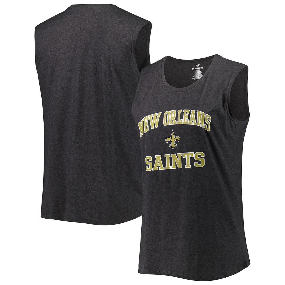 Débardeur grande taille Fanatics Heather Charcoal New Orleans Saints pour femmes