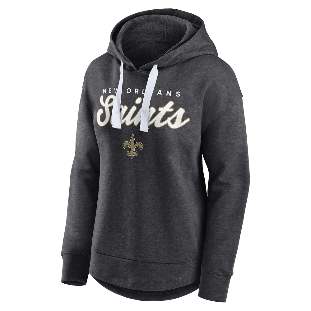 Women's Fanatics Heather Charcoal New Orleans Saints Set To Fly Pullover Hoodie