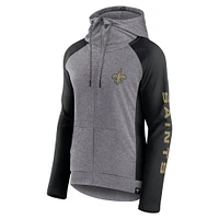 Women's Fanatics  Heather Gray/College Black New Orleans Saints Blind Side Lightweight Full-Zip Hoodie