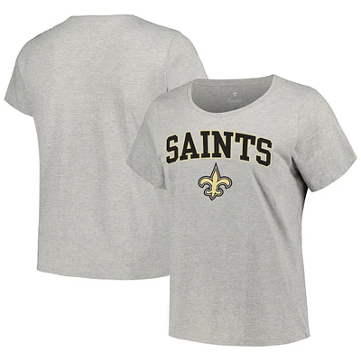 T-shirt grande taille Fanatics Heather Grey New Orleans Saints pour femmes avec logo en forme d'arc