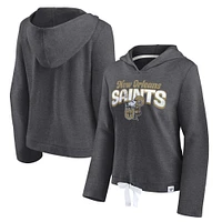 Women's Fanatics Heathered Charcoal New Orleans Saints True Classics Fleece V-Neck Pullover - Hoodie