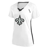 Women's Fanatics  White New Orleans Saints Plus Glitter Lace-Up V- Neck T-Shirt