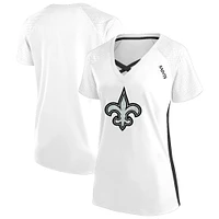 Women's Fanatics  White New Orleans Saints Plus Glitter Lace-Up V- Neck T-Shirt