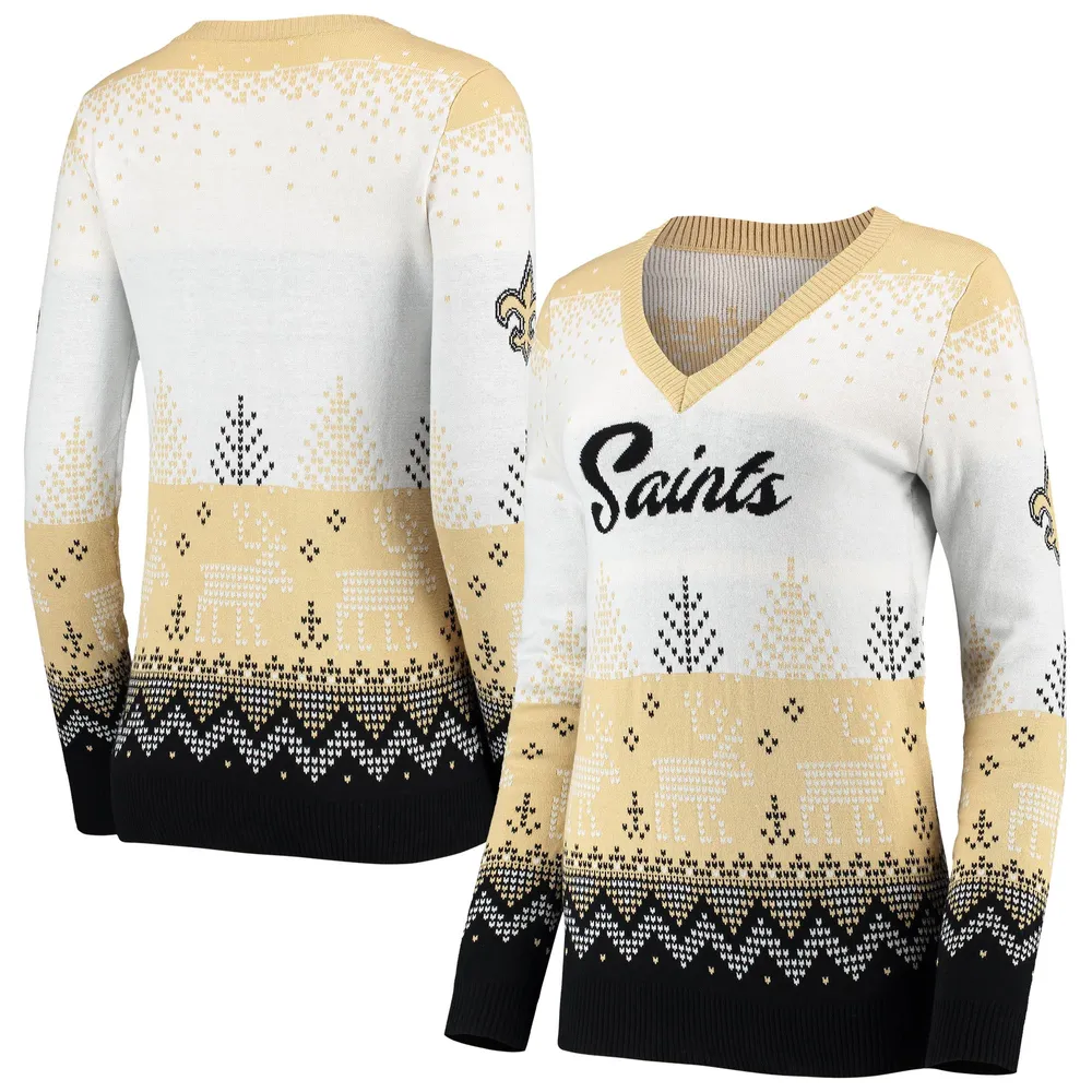 Lids New Orleans Saints FOCO Women's Ugly V-Neck Pullover Sweater