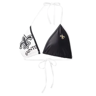 Women's G-III 4Her by Carl Banks Black/White New Orleans Saints Play Action Bikini Top