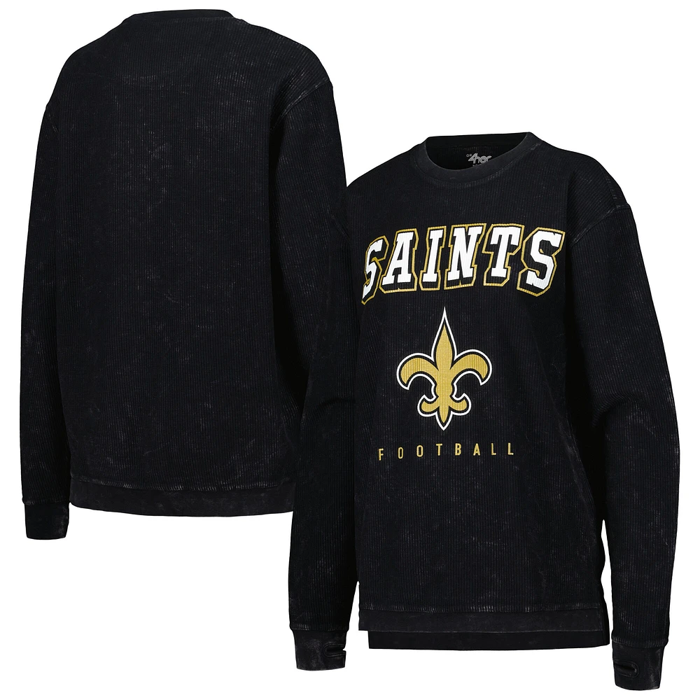 Sweat-shirt en velours côtelé confortable New Orleans Saints G-III 4Her by Carl Banks pour femme, noir