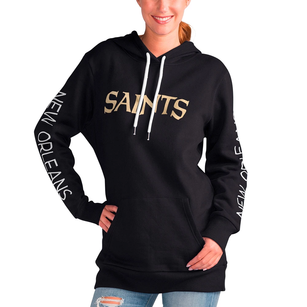 Women's G-III 4Her by Carl Banks Black New Orleans Saints Extra Inning Pullover Hoodie