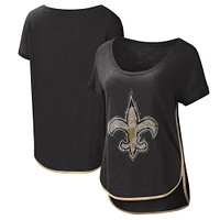 T-shirt à encolure dégagée pour femme G-III 4Her by Carl Banks noir New Orleans Saints Rookie