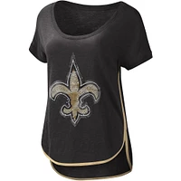 T-shirt à encolure dégagée pour femme G-III 4Her by Carl Banks noir New Orleans Saints Rookie