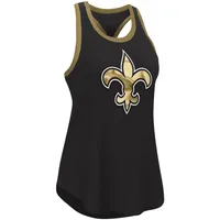 G-III 4Her pour femmes par Carl Banks Black New Orleans Saints Tater Burnout - Débardeur