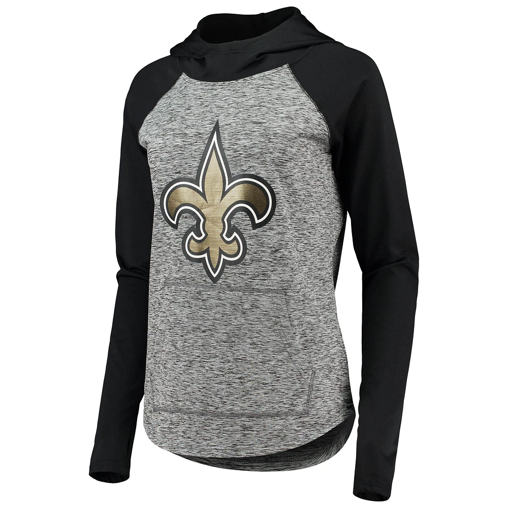 Sweat à capuche pour femme G-III 4Her by Carl Banks Heathered Grey/Black New Orleans Saints Championship Ring