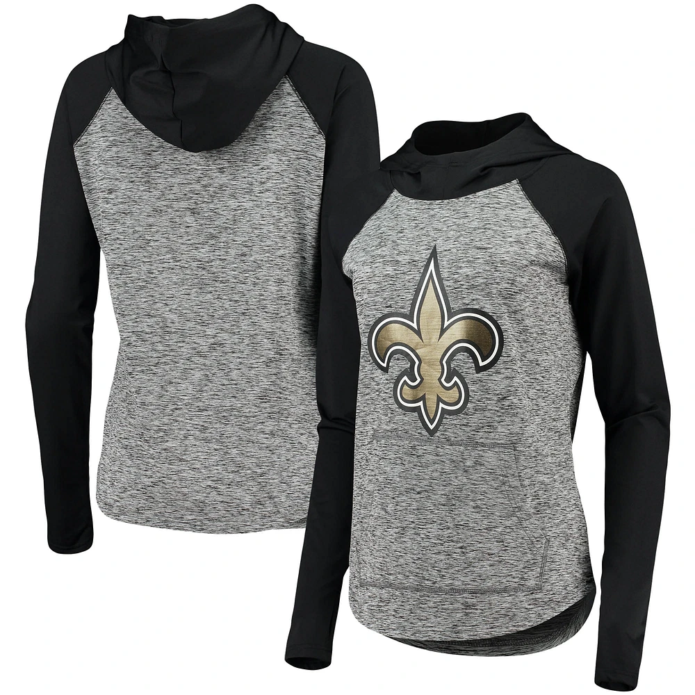 Sweat à capuche pour femme G-III 4Her by Carl Banks Heathered Grey/Black New Orleans Saints Championship Ring