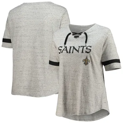 Women's Majestic Black New Orleans Saints Plus Size Team Logo Long Sleeve T- Shirt