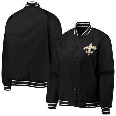 New Orleans Saints JH Design Women's Plus Poly Twill Full-Snap Jacket - Black