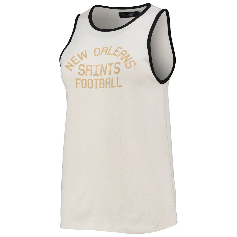 Women's Junk Food White/Black New Orleans Saints Throwback Pop Binding Scoop Neck Tank Top