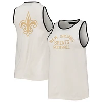 Débardeur Femme Junk Food Blanc/Noir New Orleans Saints Pop Reliure à encolure dégagée