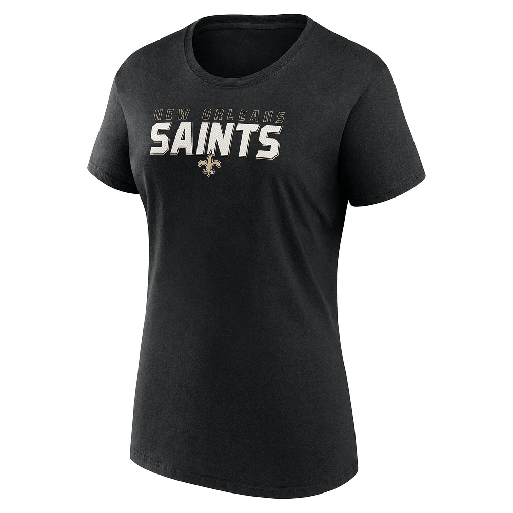 T-shirt athlétique noir avec logo pour femme des New Orleans Saints