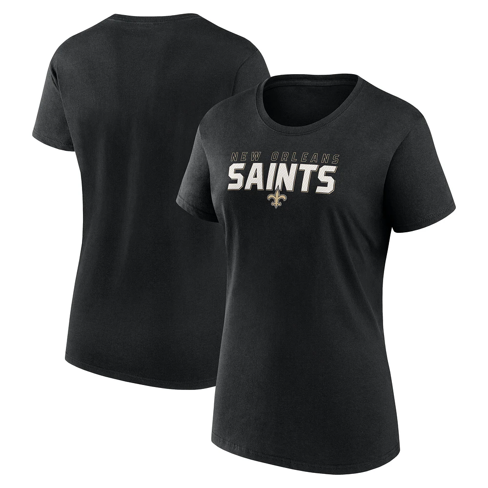 T-shirt athlétique noir avec logo pour femme des New Orleans Saints