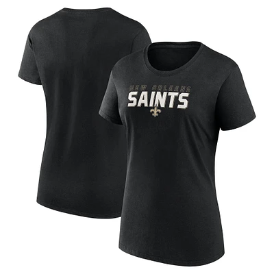 Women's Logo Athletic Black New Orleans Saints Lean T-Shirt