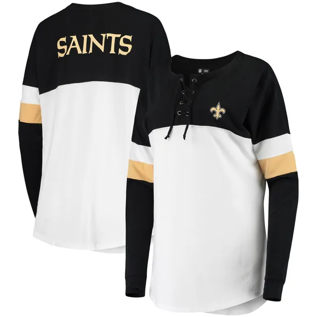 Women's New Era Gold/Black New Orleans Saints Legacy Lace-Up Raglan T-Shirt