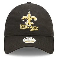 Casquette New Era New Orleans Saints 2022 Sideline réglable 9TWENTY pour femme, noire