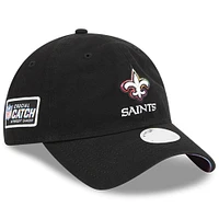 Casquette réglable New Era noire New Orleans Saints 2023 NFL Crucial Catch 9TWENTY pour femme