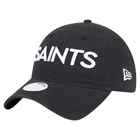 Casquette ajustable New Era noire New Orleans Saints Cece 9TWENTY pour femme