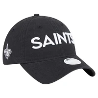 Casquette ajustable New Era noire New Orleans Saints Cece 9TWENTY pour femme