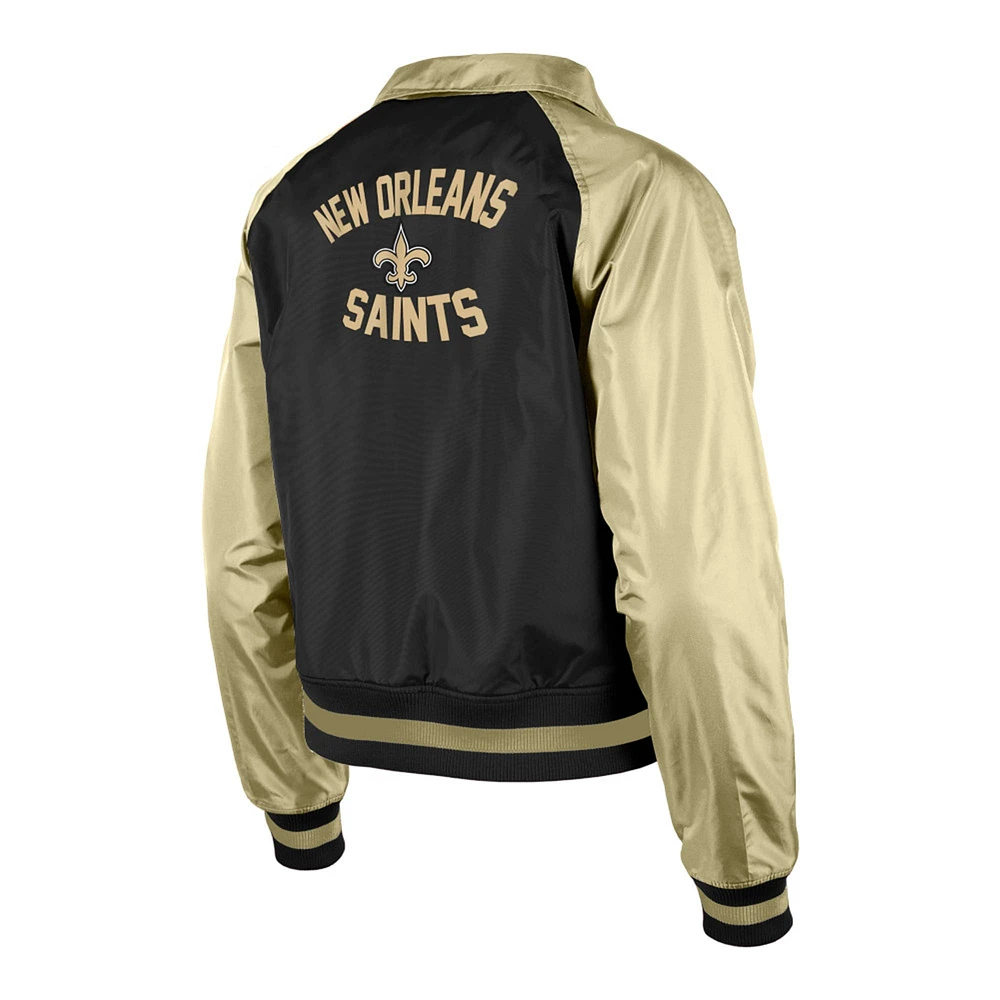 Women's New Era Black Orleans Saints Coaches Raglan Full-Snap Jacket