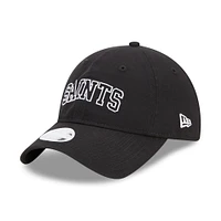 Casquette New Era New Orleans Saints Collegiate 9TWENTY noire réglable pour femme