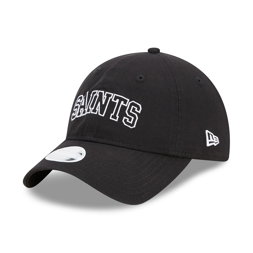 Women's New Era Black New Orleans Saints Collegiate 9TWENTY Adjustable Hat