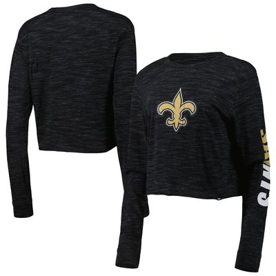 Women's New Era Black Orleans Saints Crop Long Sleeve T-Shirt