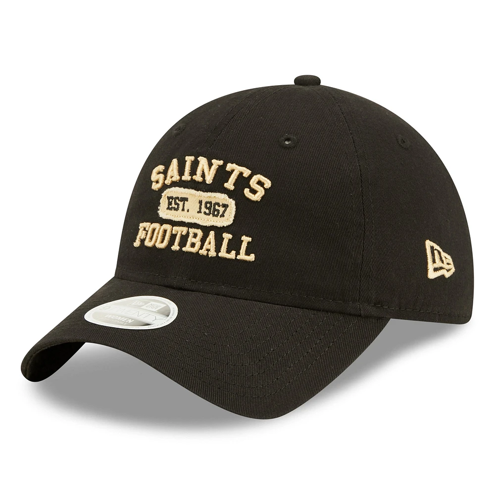 Casquette New Era New Orleans Saints Formed 9TWENTY noire ajustable pour femme